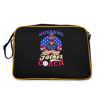 4. Juli Baseballtrainer Ehemann Vater Trainer - Retro Tasche - Schwarz/Gold - Hinten