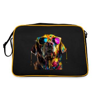 Cool Sunglasses Dog Covered In Rainbow Paint 2 - Retro Bag - black/gold - Back