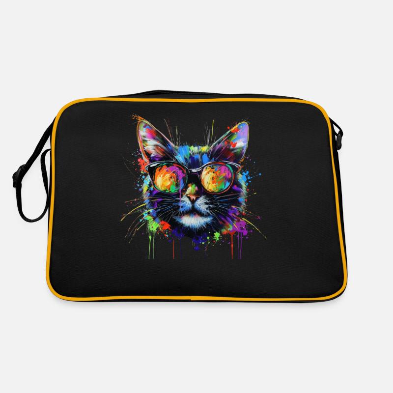 Lunettes de soleil cool, chat recouvert de peinture arc-en-ciel Sac Retro