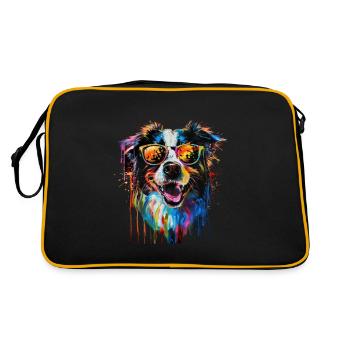 Cool Sunglasses Dog Covered In Rainbow Paint - Retro Bag - black/gold - Back