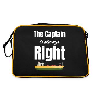 Der Kapitän Hat Immer Recht. Schiffskreuzfahrt, - Retro Tasche - Schwarz/Gold - Hinten