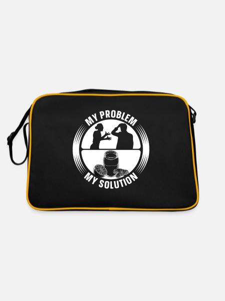 Kombucha Lover My Problem My Pictogram Dad Mom - Retro Bag - black/gold - Back