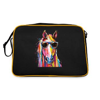 Cool Sunglasses Horse Covered In Rainbow Paint - Retro Bag - black/gold - Back