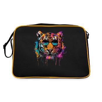 Cool Sunglasses Tiger Covered In Rainbow Paint - Retro Bag - black/gold - Back