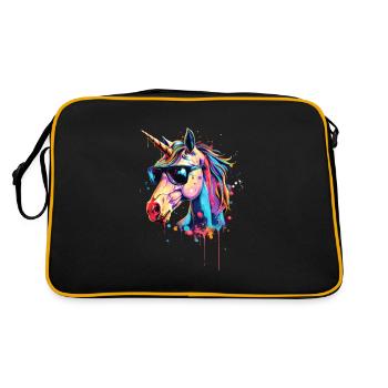 Cool Sunglasses Unicorn Covered In Rainbow Paint - Retro Bag - black/gold - Back