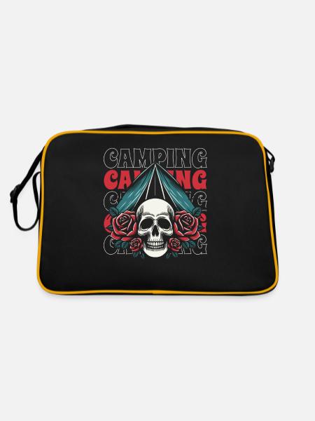 Tent Camping Camping Skull - Retro Bag - black/gold - Back