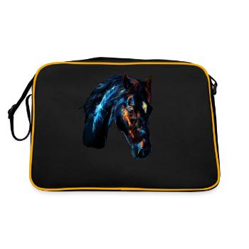 Cheval rouge et bleu : art animalier féroce et vif - Sac Retro - noir/or - Dos