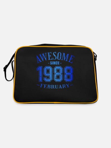 February 1988 - Geburtstag im Februar Awesome - Retro Tasche - Schwarz/Gold - Hinten