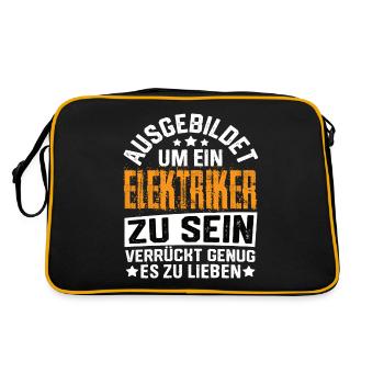 Elektriker Elektro Strom Elektrikermeister - Retro Tasche - Schwarz/Gold - Hinten