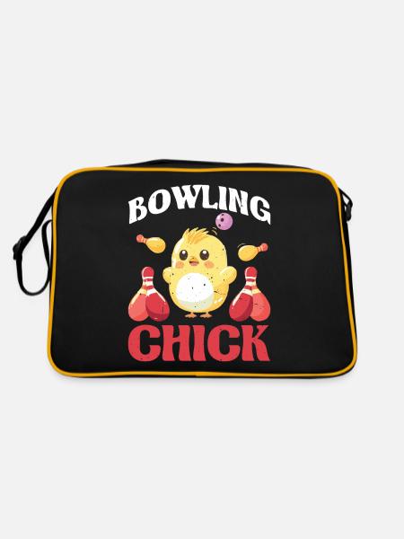 Bowling Chick 21 - Retro Tasche - Schwarz/Gold - Hinten