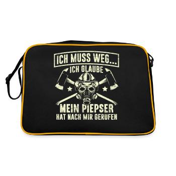 Je dois y aller JE CROIS MON BIP POMPIERS - Sac Retro - noir/or - Dos