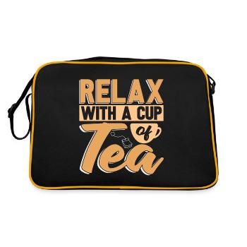 Hot Tea Relax With A Cup Of Tea Party Coffee Lover - Retro Bag - black/gold - Back