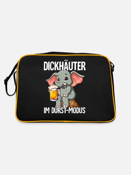 Elefant Bier - Retro Tasche - Schwarz/Gold - Hinten