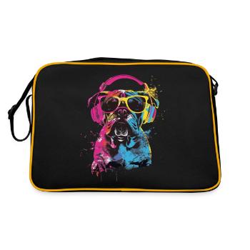 Bulldog - Retro Tasche - Schwarz/Gold - Hinten