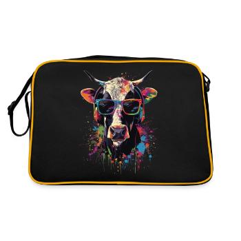 Kuh - Retro Tasche - Schwarz/Gold - Hinten