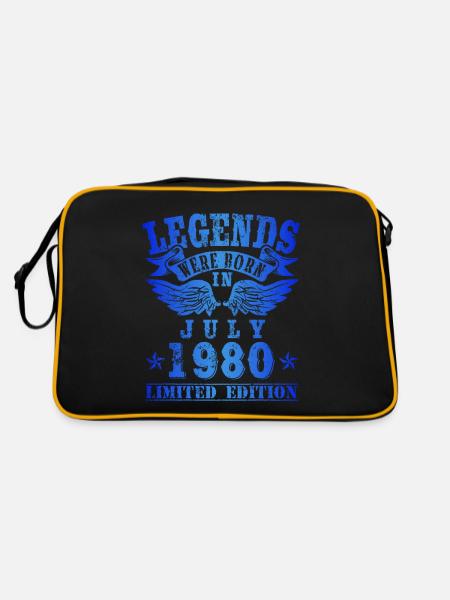 Legends were born in Juli 1980 Geburtstag - Retro Tasche - Schwarz/Gold - Hinten