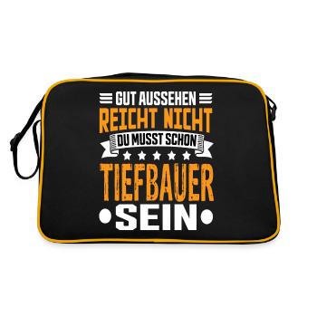 Tiefbauer Tiefbau Tiefbaufacharbeiter Spruch - Retro Tasche - Schwarz/Gold - Hinten