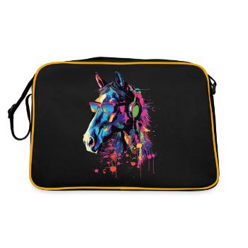 Pferd - Retro Tasche - Schwarz/Gold - Hinten