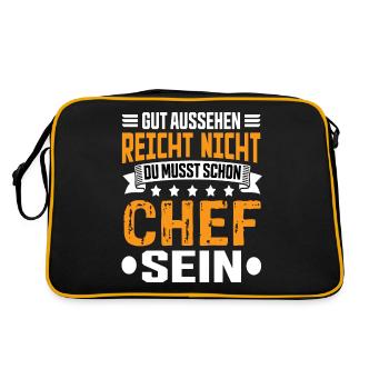 Chef Arbeit Chef Spruch Bester Chef Sprüche - Retro Tasche - Schwarz/Gold - Hinten