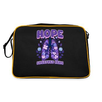 Mukoviszidose: Hier atmet die Hoffnung - Retro Tasche - Schwarz/Gold - Hinten