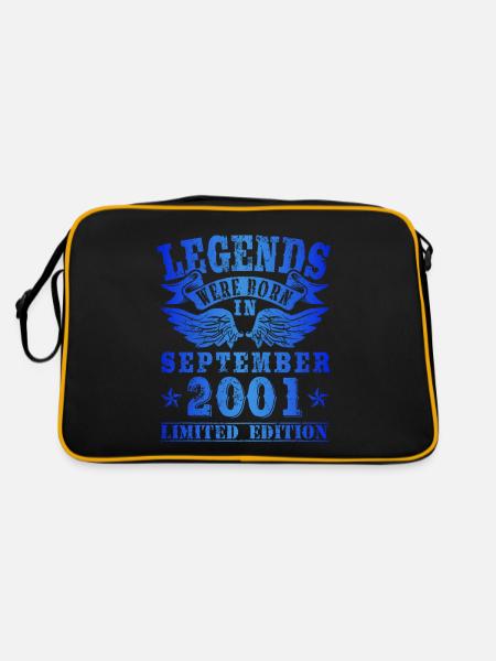 Legends were born in September 2001 Geburtstag - Retro Tasche - Schwarz/Gold - Hinten