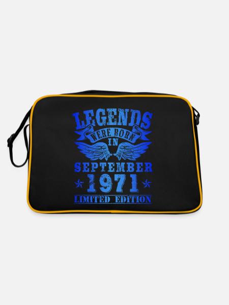 Legends were born in September 1971 Geburtstag - Retro Tasche - Schwarz/Gold - Hinten