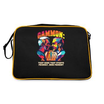 Funny Backgammon Game Starts Friendly, Ends Frenem - Retro Bag - black/gold - Back