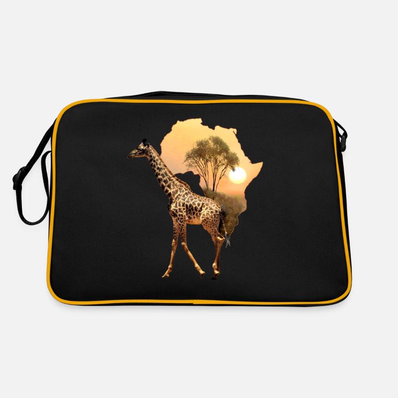 Giraffe - Wildtier - Afrika - Retro Tasche - Schwarz/Gold
