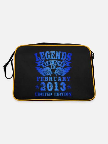 Legends were born in Februar 2013 Geburtstag - Retro Tasche - Schwarz/Gold - Hinten