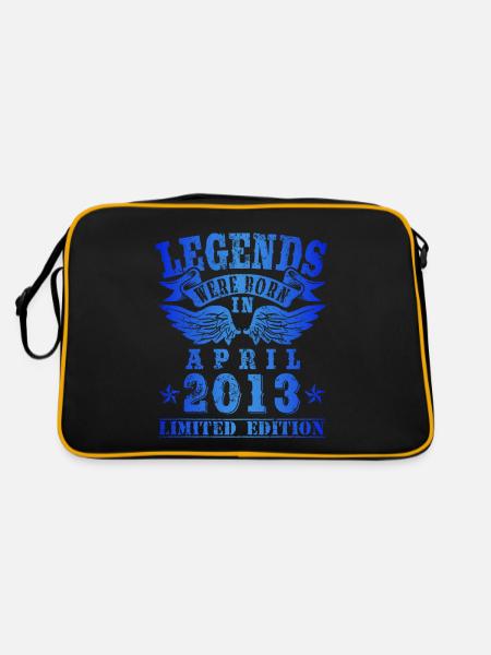 Legends were born in April 2013 Geburtstag - Retro Tasche - Schwarz/Gold - Hinten