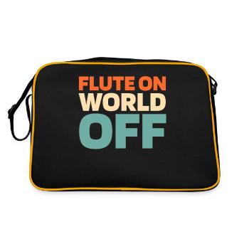 Flötist Flöte Flute On World Off - Retro Tasche - Schwarz/Gold - Hinten