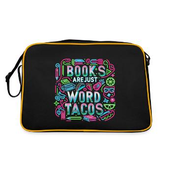 Books Are Just Word Tacos 19 - Retro Tasche - Schwarz/Gold - Hinten