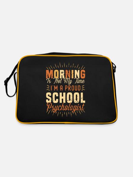 School Psych Morning Is Not My Time Psychologist - Retro Bag - black/gold - Back
