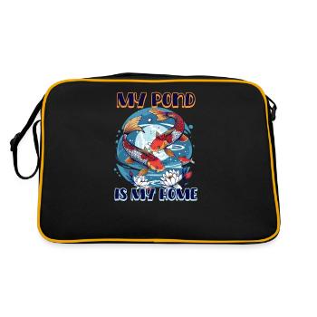 Koi Fish Mein Teich ist mein Zuhause - Retro Tasche - Schwarz/Gold - Hinten