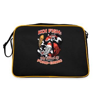 Koi-Fische Koi-Fische: Meine Art des Teichens - Retro Tasche - Schwarz/Gold - Hinten