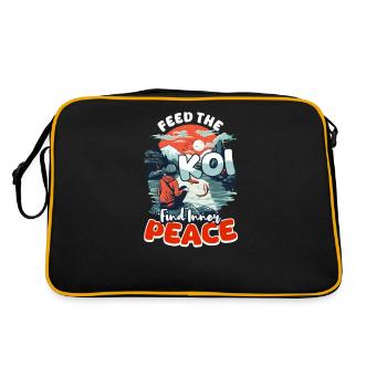 Les poissons Koi nourrissent les Koi, trouvent la paix intérieure - Sac Retro - noir/or - Dos