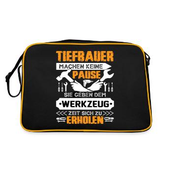 Tiefbauer Machen Keine Pause - Retro Tasche - Schwarz/Gold - Hinten