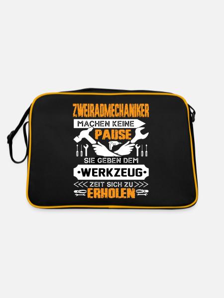 Zweiradmechaniker Machen Keine Pause - Retro Tasche - Schwarz/Gold - Hinten