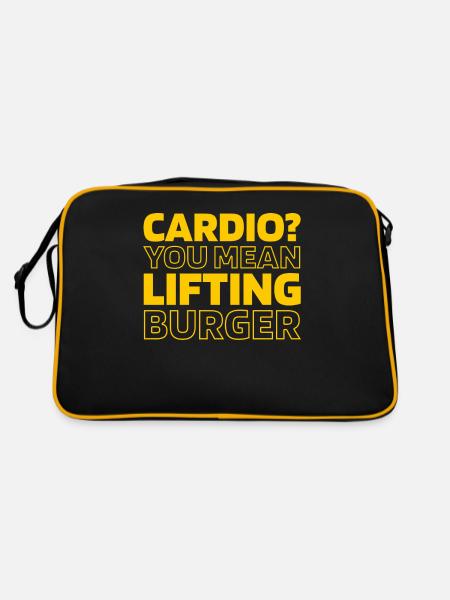 Burger Hamburger Funny Cardio Quote - Retro Tasche - Schwarz/Gold - Hinten