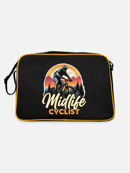 Midlife Cyclist Bike Racer Mountain Biking Cyclist - Retro Tasche - Schwarz/Gold - Hinten