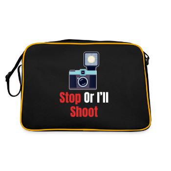 Stop it, or I'll shoot. Funny photographer, - Retro Bag - black/gold - Back