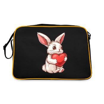 Adorable lapin tenant une illustration de coeur - Sac Retro - noir/or - Dos