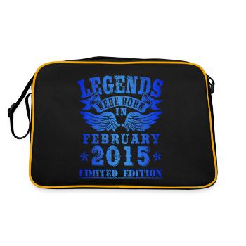 Legends were born in Februar 2015 Geburtstag - Retro Tasche - Schwarz/Gold - Hinten