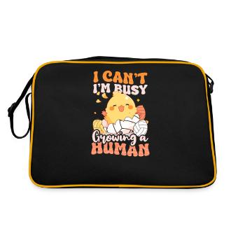 Volleyball Schwangerschaft Beschäftigt Wachsender Mensch - Retro Tasche - Schwarz/Gold - Hinten