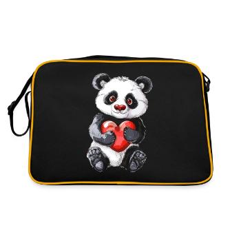 Adorable panda tenant un cœur rouge pour les amoureux des pandas - Sac Retro - noir/or - Dos