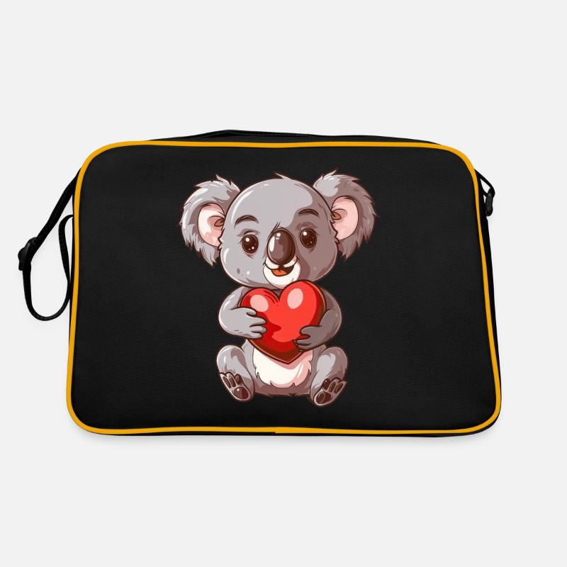 Cute Koala Holding Heart With Adorable Expression Retro Tasche