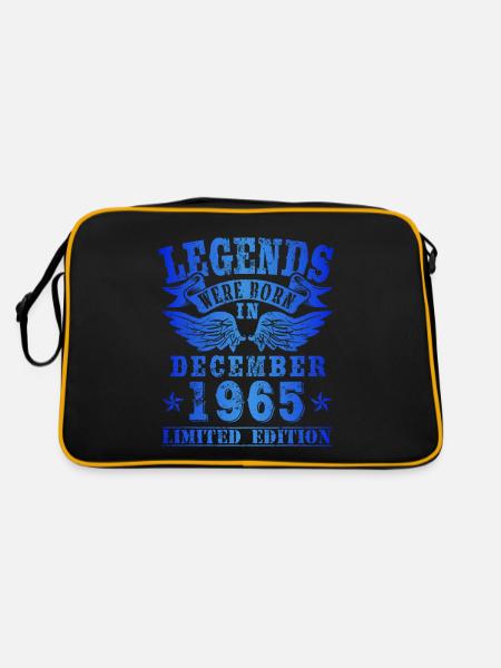 Legends were born in Dezember 1965 Geburtstag - Retro Tasche - Schwarz/Gold - Hinten
