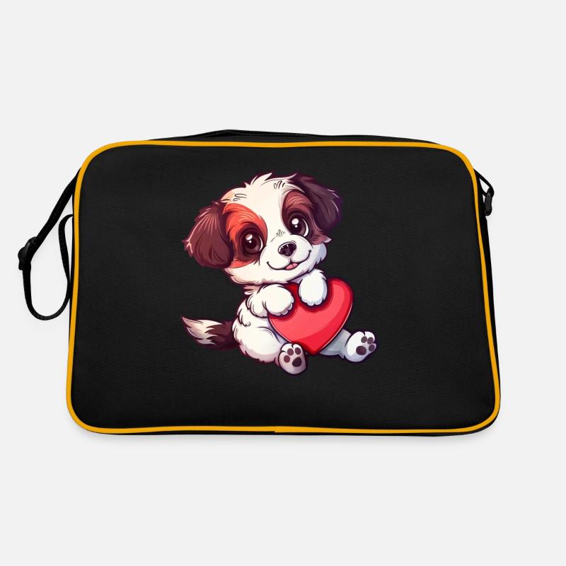 Adorable chiot tenant coeur illustration parfaite Sac Retro