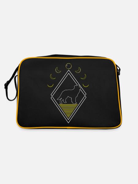 Border Collie Abstract Moon Phases - Retro Bag - black/gold - Back