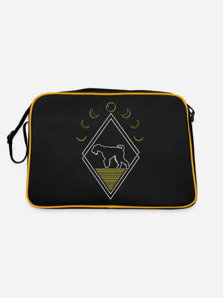 Airedale Terrier Abstrakt Moon Phases - Retro Tasche - Schwarz/Gold - Hinten